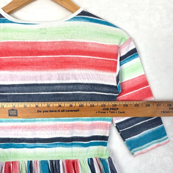 Tea Collection Striped Long Sleeve Hi Low Dress Girls Small 7 Multicolor - Picture 6 of 8